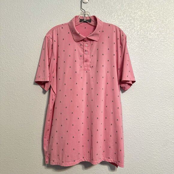 G/Fore G4 Golf Polo Shirt  Mens XL Skulls & Tees Print Small Pink Design - Picture 1 of 8